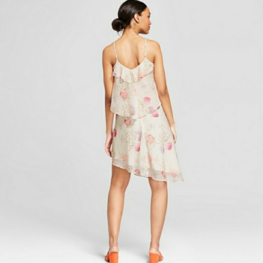 💜 Floral Spaghetti Strap Ruffle Sway Dress - Picture 2 of 3